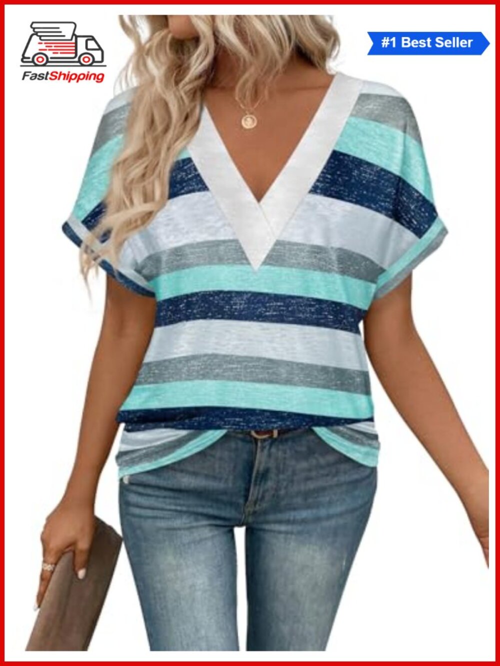 Womens V Neck Short Sleeve T Shirt Casual Summer Tee